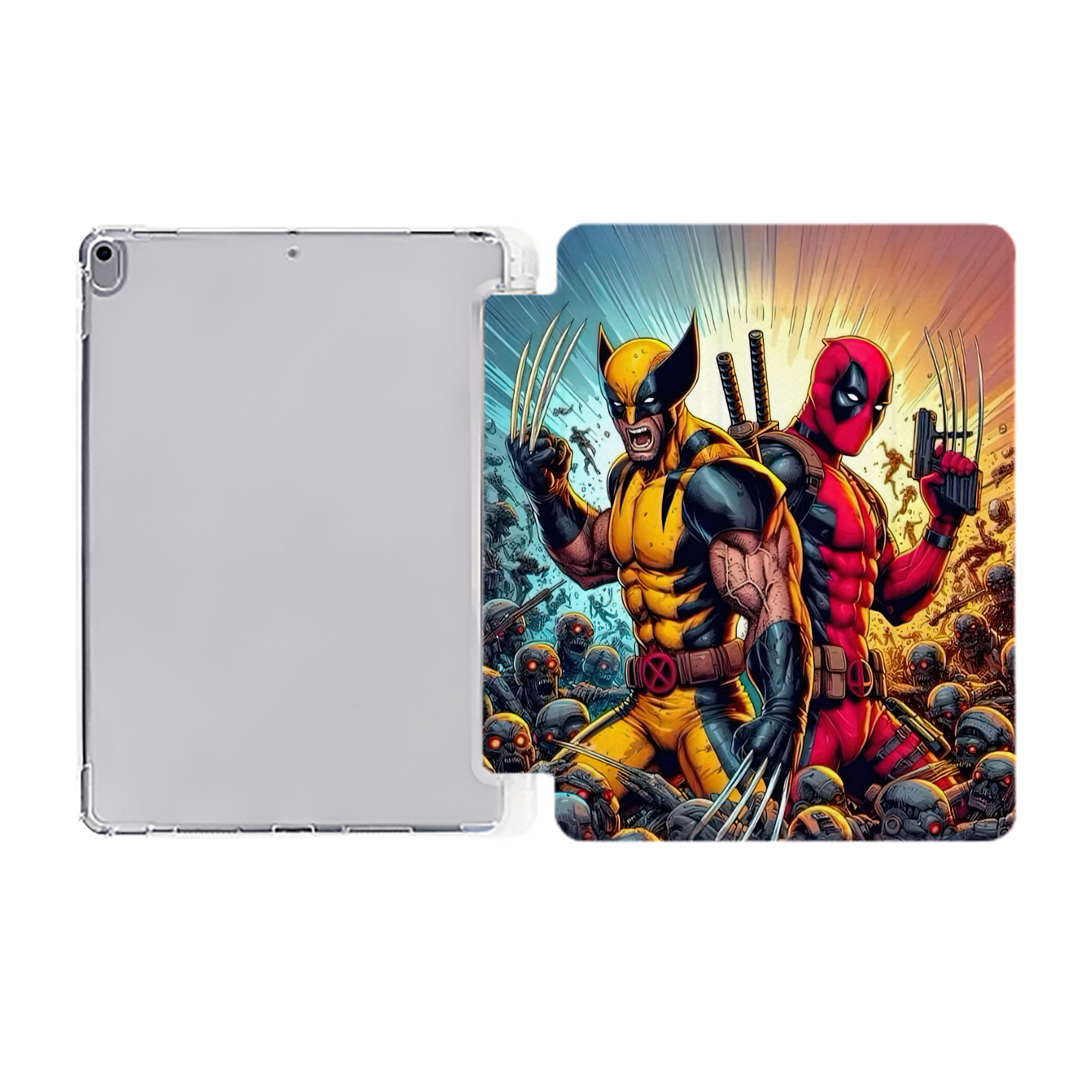 （画像用） Deadpool デッドプール IPad ケース ペン収納付き 三つ折りスタンド PUレザー×シリコン 対応機種9.5/10.5/10.9インチ